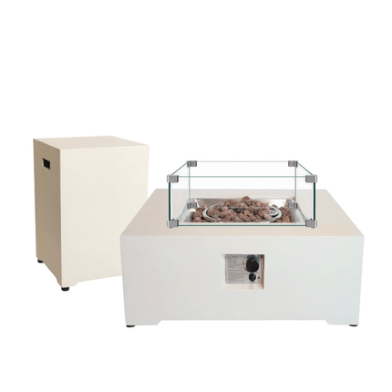 Happy Cocooning Feuertisch-Set Estate Square 88 Oyster Beige