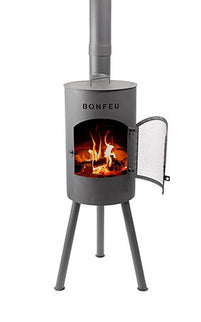 BonFeu BonGiano SP zwart tuinhaard productfoto met vuur

