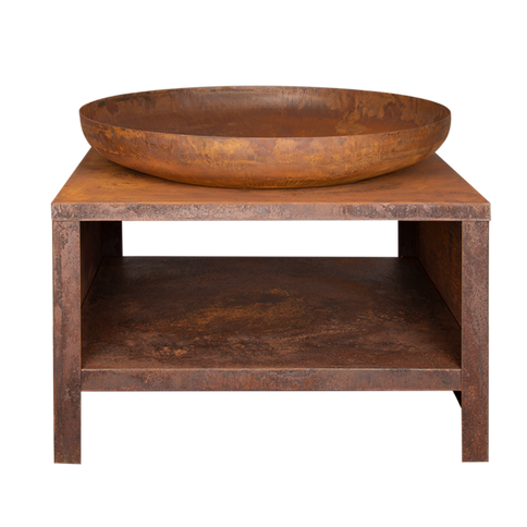 Esschert Feuerschale mit Holzlagerung 80 cm Rust