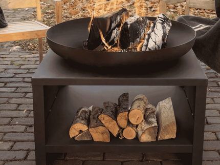 Esschert Feuerschale mit Holzlagerung 80 cm Schwarz