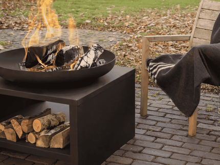 Esschert Feuerschale mit Holzlagerung 80 cm Schwarz
