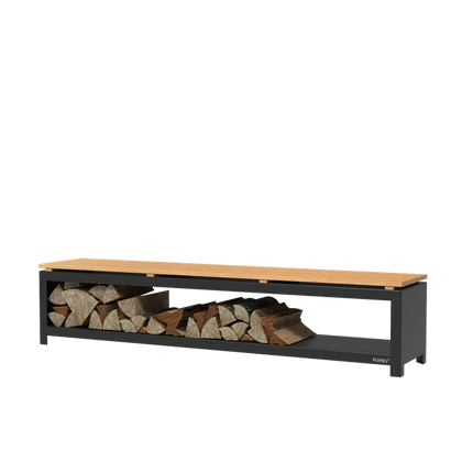 FORNO Houtopslag Bank Zwart (2000 x 400 x 430) - BHG2H (2000 x 400 x 430)