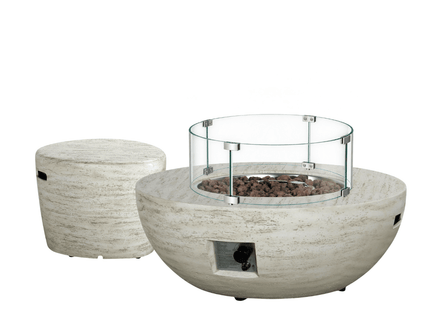 Happy Cocooning vuurtafel set Estate Bowl travertin
