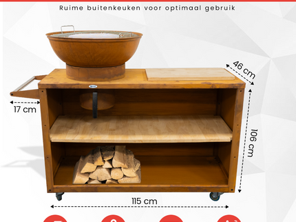 HEAT Trolle Buitenkeuken Roest