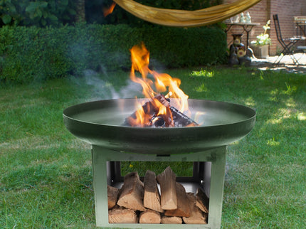 HEAT Feuerschale Fresvik mit Holzlager