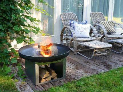 HEAT Feuerschale Fresvik mit Holzlager