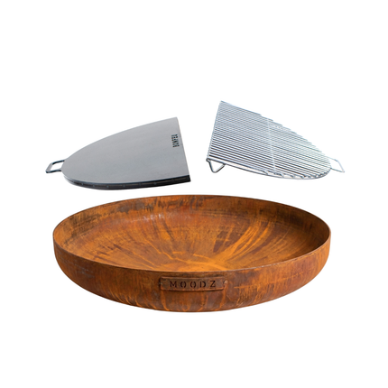 Pakketdeal MOODZ vuurschaal 80 + BonPlancha 1/2 80 + BonGrill 1/2 80