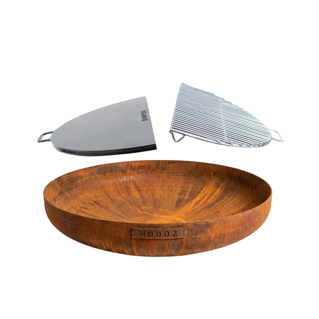 Pakketdeal MOODZ vuurschaal 80 + BonPlancha 1/2 80 + BonGrill 1/2 80