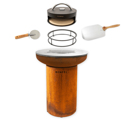 Pakketdeal BonFeu BonBiza corten + pizzaoven + standaard + pizzaspatel + pizzasnijder