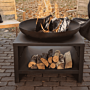 Esschert Feuerschale mit Holzlagerung 80 cm Schwarz