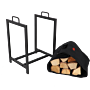Esschert Kaminholztasche Schwarz mit Halter