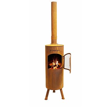 BonGiano Corten Gartenkamin mit Grillzubehör
