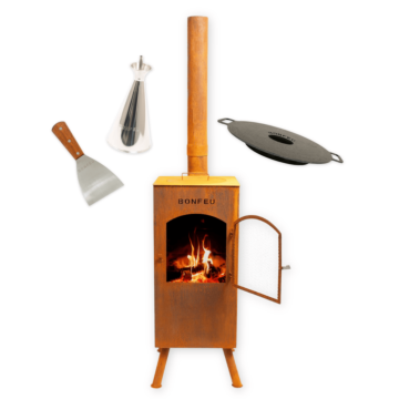 Paketangebot BonFeu BonCarré corten + Plancha + Ölkanne + Spatel