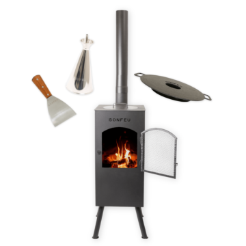 Paketangebot BonFeu BonCarré schwarz + Plancha + Ölkanne + Spatel