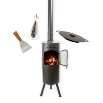 Pakketdeal BonGiano LP Schwarz + Plancha + Ölkänne + Spatel