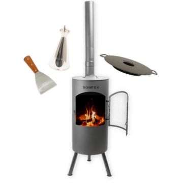 Paketangebot BonFeu BonTino schwarz + Plancha + Ölkännchen + Spatel