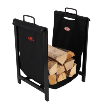 Esschert Kaminholztasche Schwarz mit Halter inkl. Holz