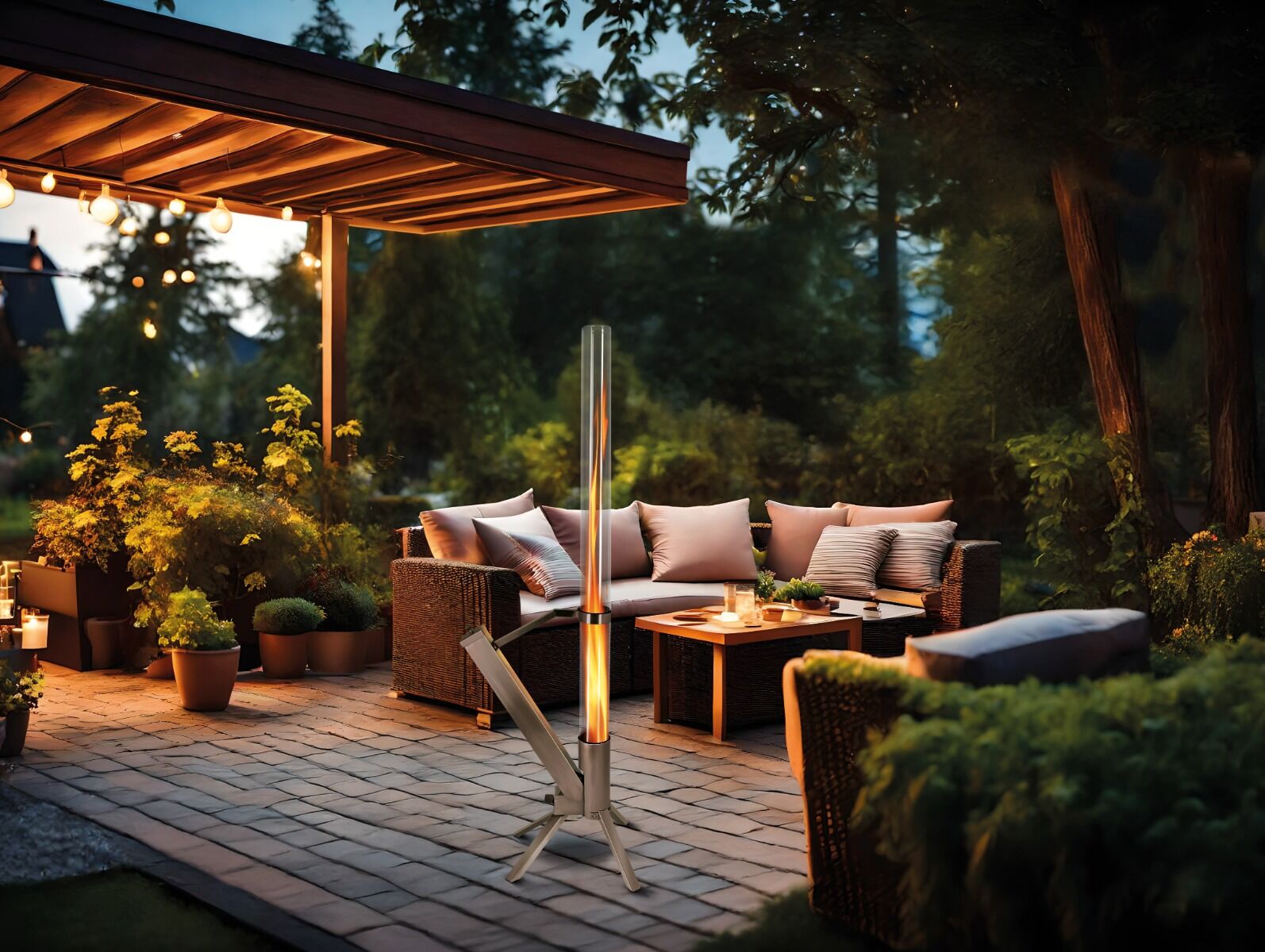 Green Flame Lounge Pellet-Kamin aus Edelstahl