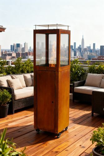 Green Flame Pellet-Terrassenheizer Cortenstahl