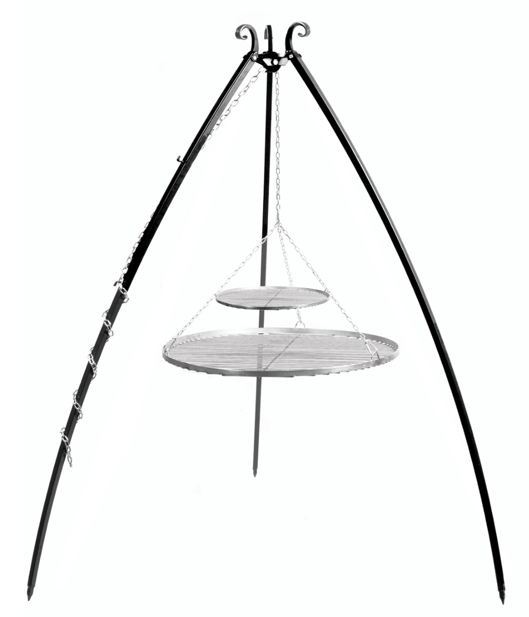 CookKing Dreibein 200 cm mit Doppeltem Grillrost aus Edelstahl