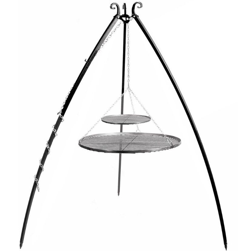 CookKing Dreibein 200 cm mit doppeltem Grillrost aus Stahl