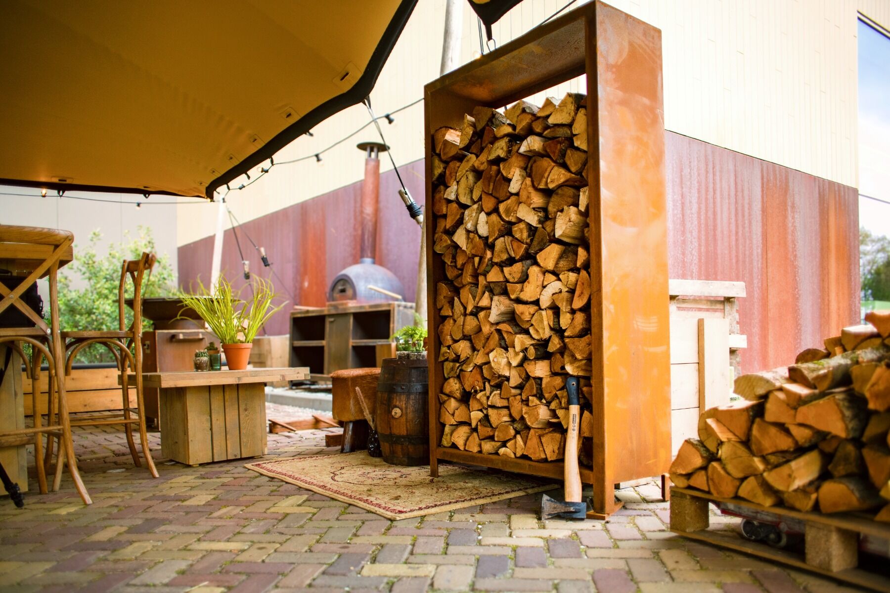 FORNO Holzlager Cortenstahl (7 Größen)