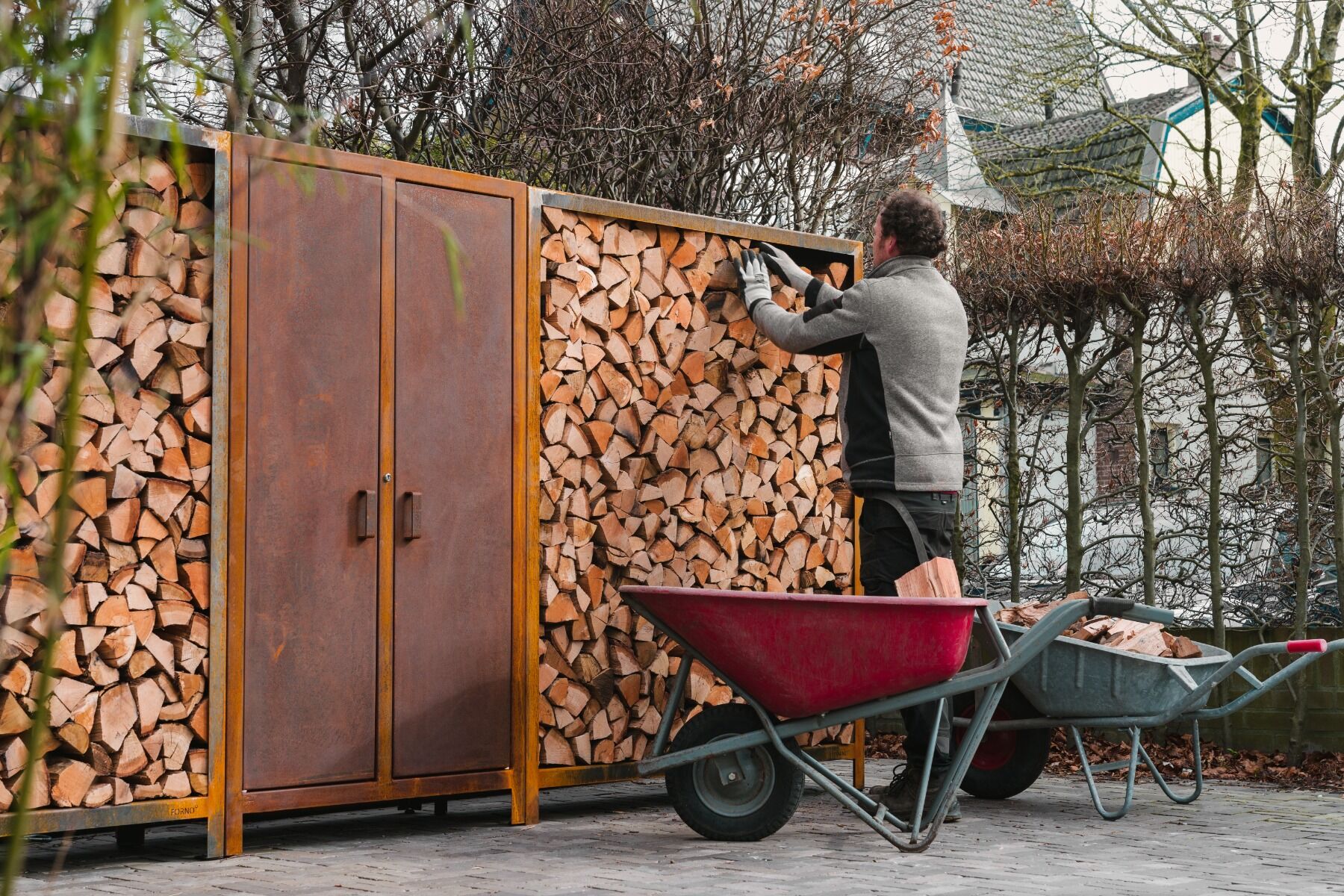 FORNO Holzlager Cortenstahl (7 Größen)