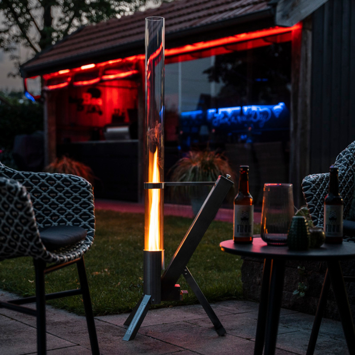 Green Flame Lounge Pellet-Kamin aus Edelstahl
