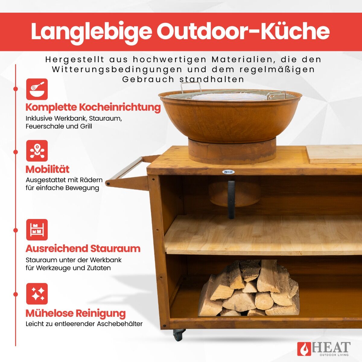 HEAT Trolle Outdoor-Küche Rost