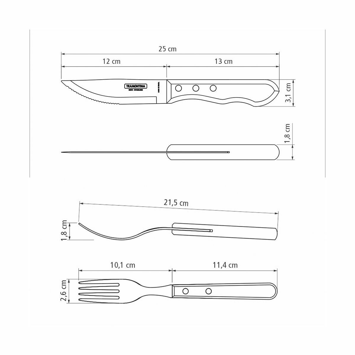 Tramontina 4-tlg. Besteck Set Jumbo Polywood