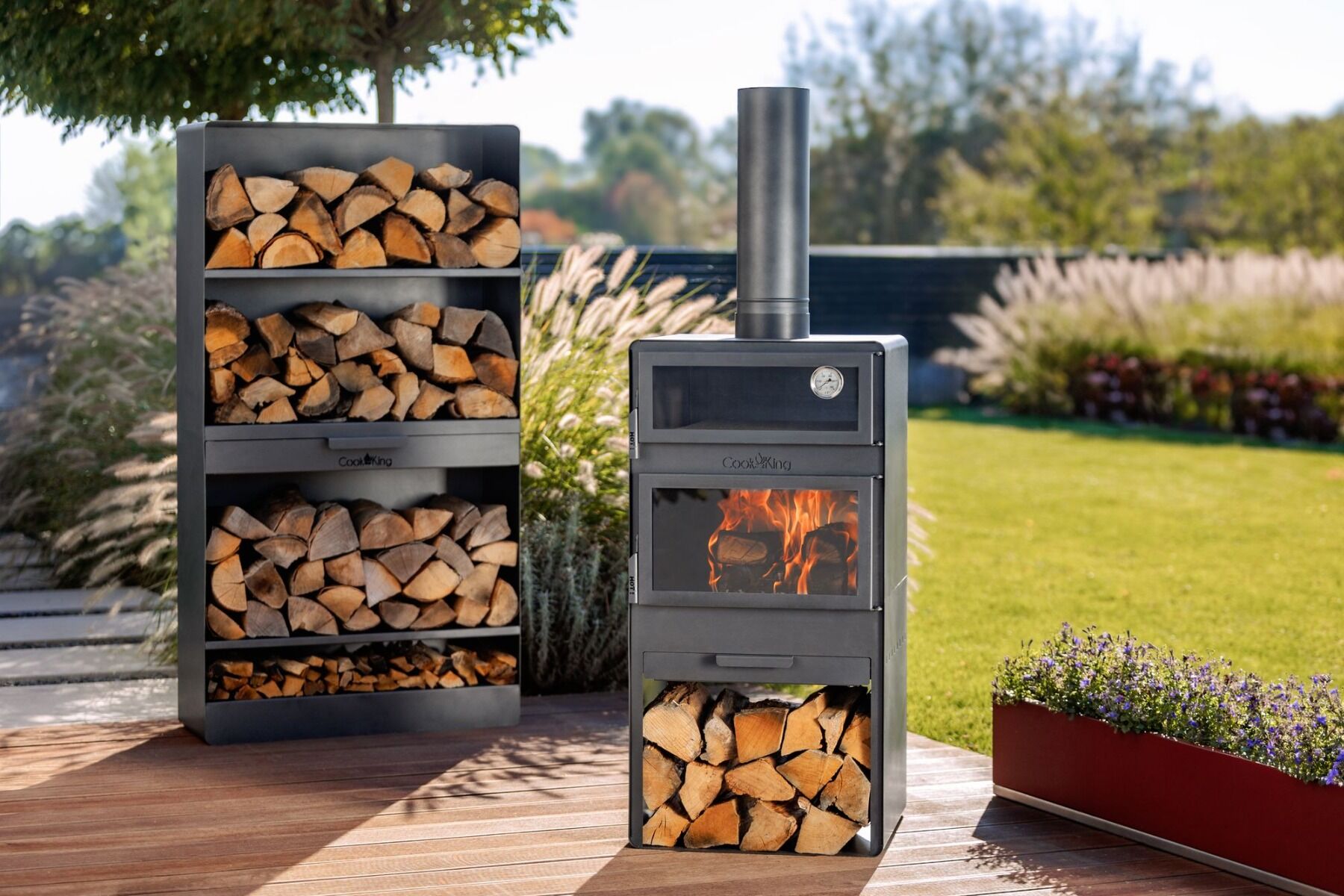 CookKing Vento Gartenkamin mit Backofenfunktion und Doppelverglasung