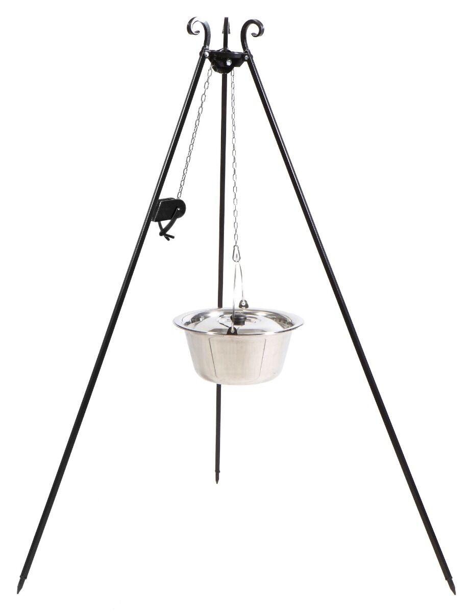 CookKing Stativ 180 cm mit Edelstahl Kochtopf 10 L + Flaschenzug