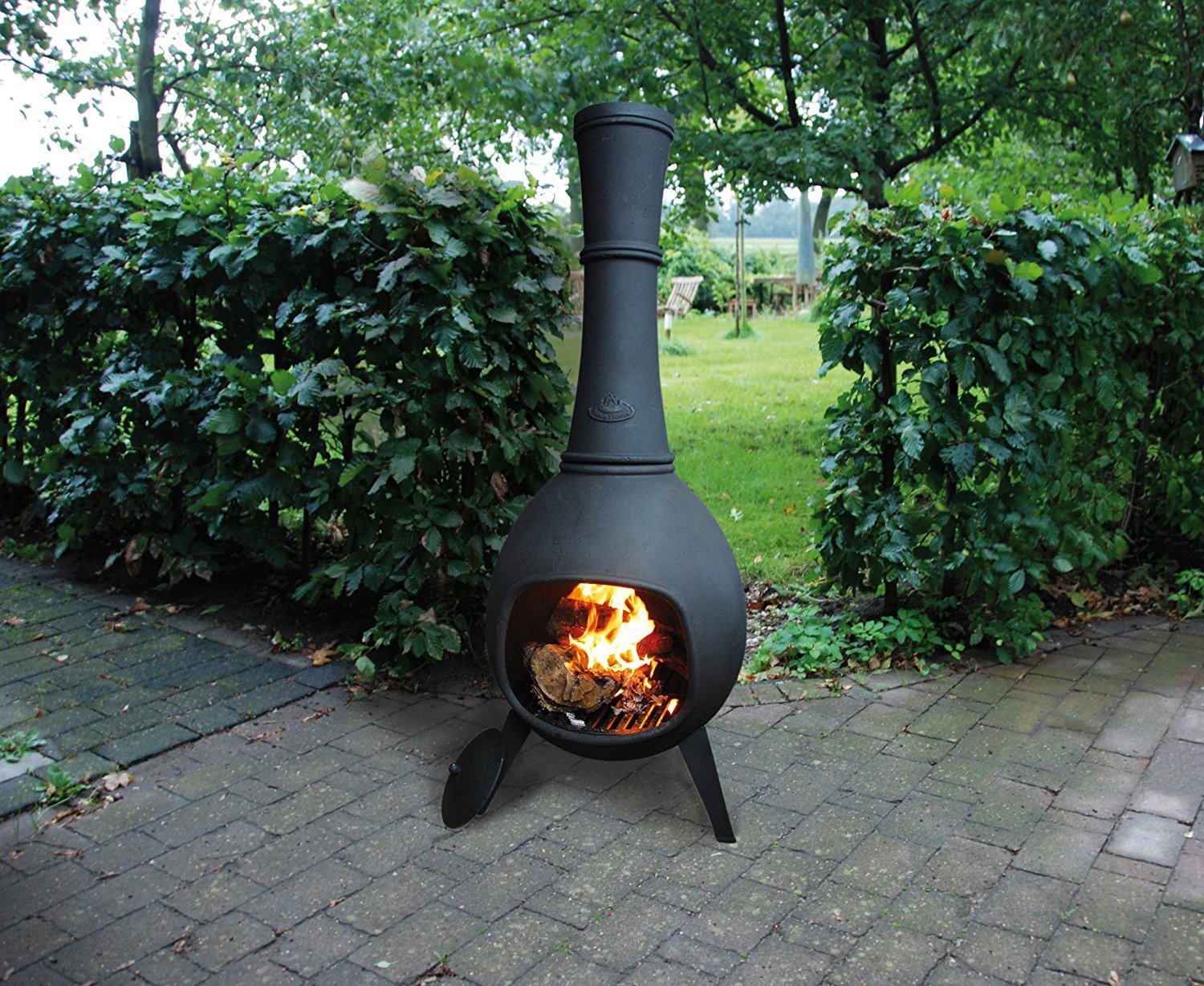 Terrassen-Ofen Gartenkamin schwere Qualität aus Gusseisen 70 cm Kaminofen